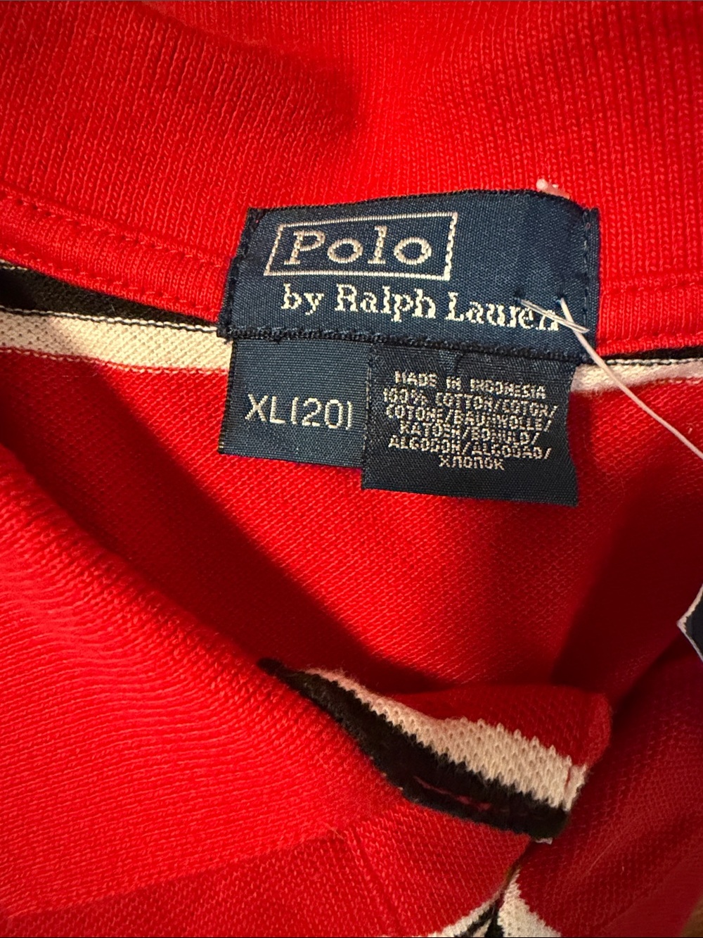 Polo Ralph Lauren Red, White & Black Striped Polo Shirt - Picture 6 of 7